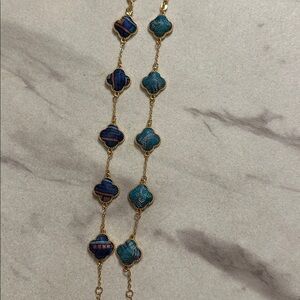 NEW Gold and Teal Woven Clover Bracelet